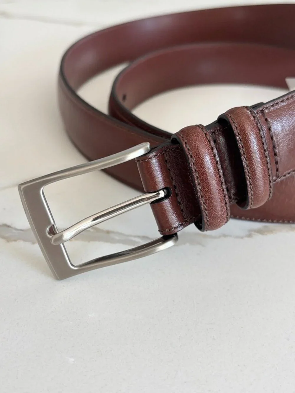 NWT PERRY ELLIS Portfolio Milled Leather Brown Belt MEN'S 46